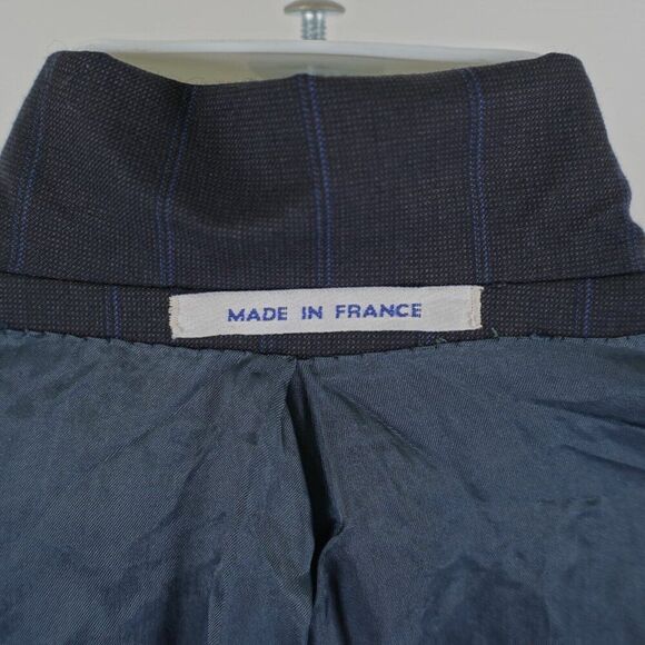 Yves Saint Laurent Wool Blue Check Striped‎ 2 Button Suit Jacket 42R France - Picture 13 of 14